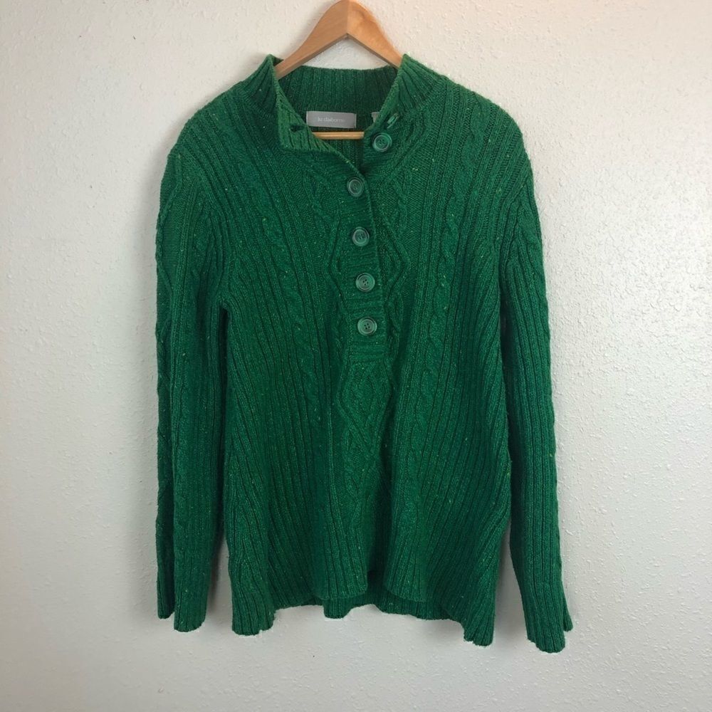 Liz Claiborne Green Button Up Sweater Size M